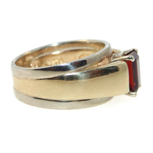 Load image into Gallery viewer, Vintage Natural Garnet Statement Two Tone Ring in 14k Yellow and White Gold
