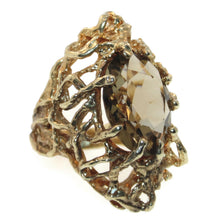 Load image into Gallery viewer, Nature Inspired Tree Branch Citrine Quartz 14k Yellow Gold Estate Statement Ring
