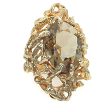Load image into Gallery viewer, Nature Inspired Tree Branch Citrine Quartz 14k Yellow Gold Estate Statement Ring

