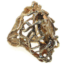 Load image into Gallery viewer, Nature Inspired Tree Branch Citrine Quartz 14k Yellow Gold Estate Statement Ring
