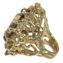 Load image into Gallery viewer, Nature Inspired Tree Branch Citrine Quartz 14k Yellow Gold Estate Statement Ring
