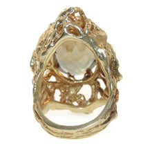 Load image into Gallery viewer, Nature Inspired Tree Branch Citrine Quartz 14k Yellow Gold Estate Statement Ring
