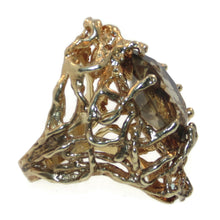 Load image into Gallery viewer, Nature Inspired Tree Branch Citrine Quartz 14k Yellow Gold Estate Statement Ring
