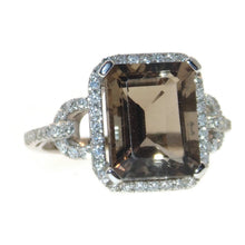 Load image into Gallery viewer, 14k White Gold Smokey Topaz and Diamond Halo Ring
