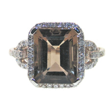 Load image into Gallery viewer, 14k White Gold Smokey Topaz and Diamond Halo Ring

