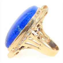 Load image into Gallery viewer, Vintage Lapis Lazuli Diamond Ring in 14k Yellow Gold
