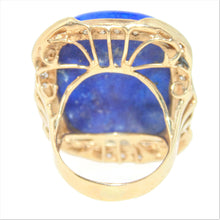 Load image into Gallery viewer, Vintage Lapis Lazuli Diamond Ring in 14k Yellow Gold
