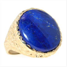 Load image into Gallery viewer, Vintage Lapis Lazuli Statement Ring in 14k Yellow Gold
