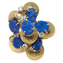 Load image into Gallery viewer, Vintage Lapis Lazuli Diamond in 14k Yellow Gold
