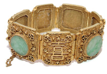 Load image into Gallery viewer, Wide Panel Bracelet with Chinese Proverbs in Gold Plated
