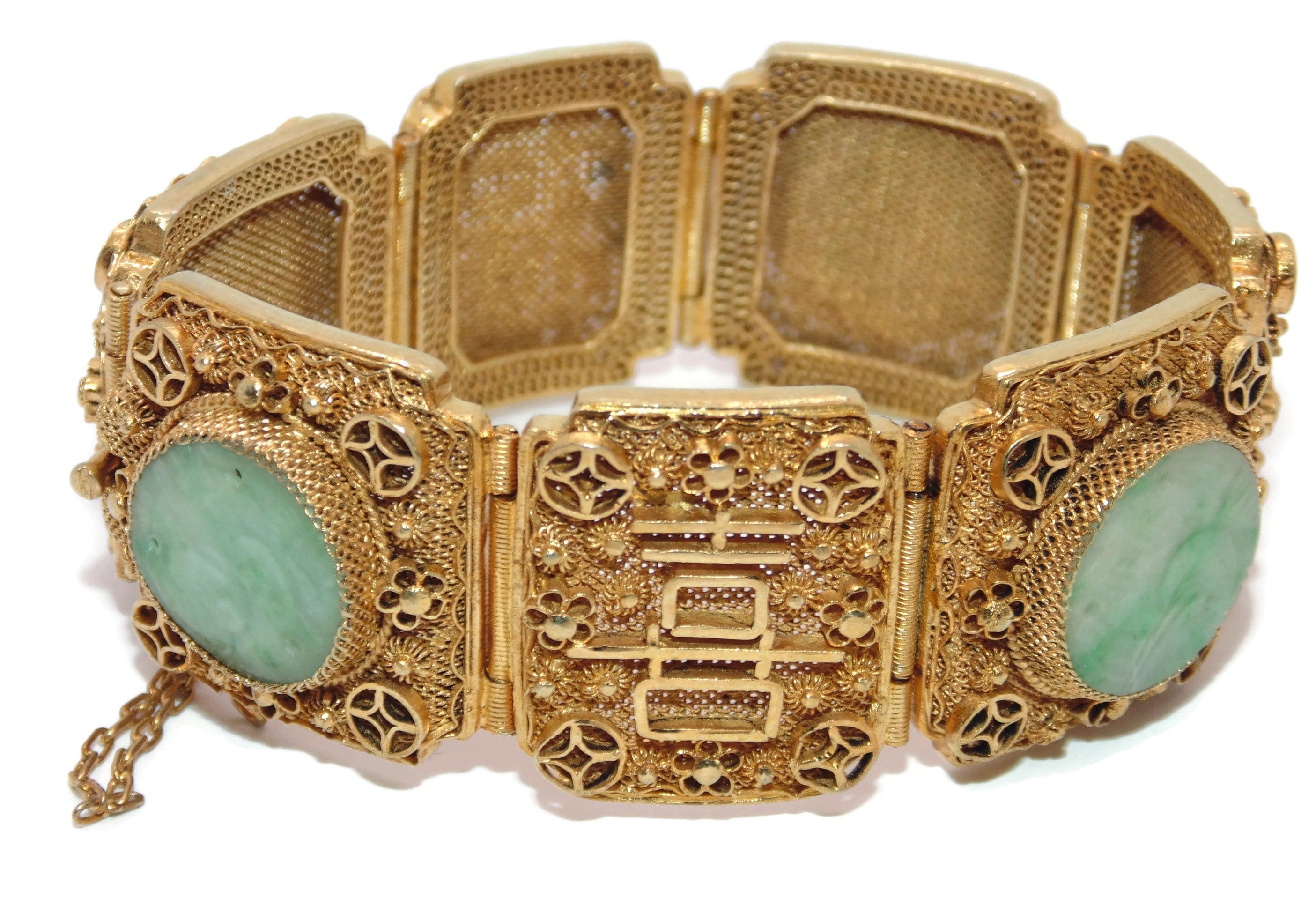 Lovely Vintage Jade Link Bracelet Ruby Lane