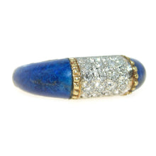 Load image into Gallery viewer, Estate Lapis Lazuli Diamond Ring in 14k Yellow Gold
