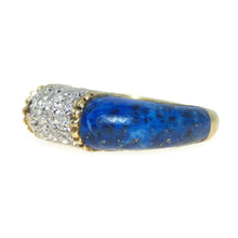 Load image into Gallery viewer, Estate Lapis Lazuli Diamond Ring in 14k Yellow Gold
