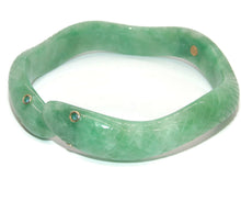Load image into Gallery viewer, Estate Jade Carved Snake Statement One Piece Bracelet
