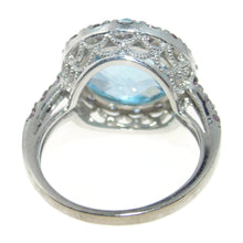 Load image into Gallery viewer, Estate Blue Topaz Bombe Statement Ring in 14K White Gold with Pink Sapphires
