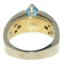 Load image into Gallery viewer, Estate Blue Marquise Cut Topaz Ring in 14k White and Yellow Gold and Diamonds

