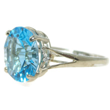 Load image into Gallery viewer, Estate Blue Topaz Ring in 14k White Gold Diamond Accents
