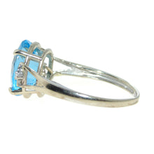 Load image into Gallery viewer, Estate Blue Topaz Ring in 14k White Gold Diamond Accents
