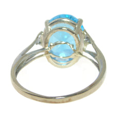 Load image into Gallery viewer, Estate Blue Topaz Ring in 14k White Gold Diamond Accents
