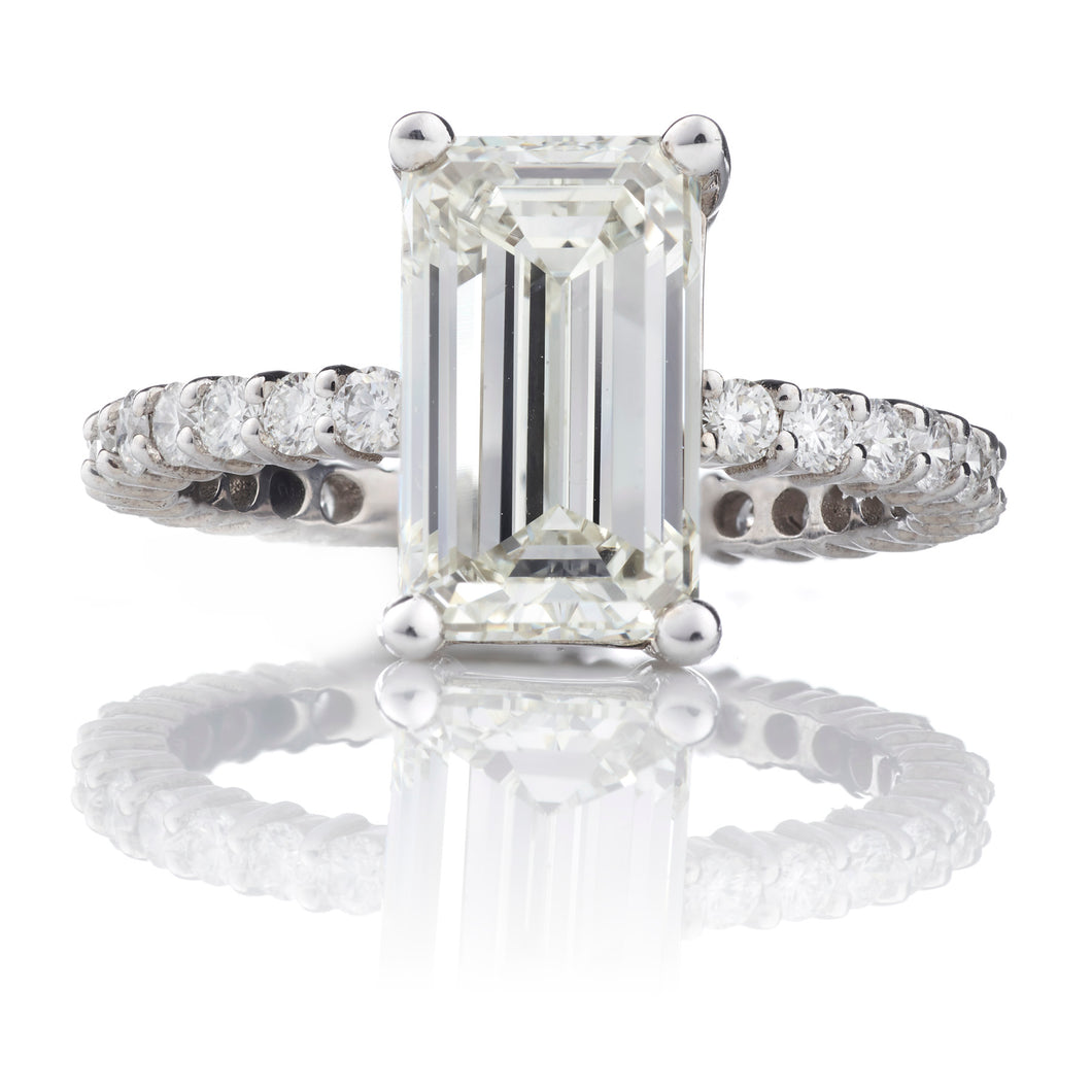 Custom-Made Emerald Cut Diamond Ring in Platinum
