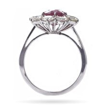 Load image into Gallery viewer, Vintage Ruby &amp; Diamond Ring in 18k White Gold
