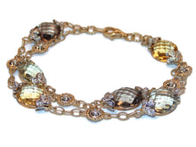 Load image into Gallery viewer, 14k Yellow Gold Multicolor Briolette Cut Topaz and Diamond Bracelet
