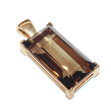 Load image into Gallery viewer, Classic Lines Smokey Quartz Rectangular Pendant in 14k Yellow Gold
