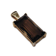 Load image into Gallery viewer, Classic Lines Smokey Quartz Rectangular Pendant in 14k Yellow Gold
