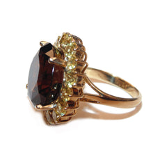 Load image into Gallery viewer, Statement 14k Yellow Gold Smokey Topaz Ring with Citrine Halo
