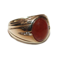 Load image into Gallery viewer, Estate Men&#39;s Carnelian and Diamond Ring in 14k Yellow Gold
