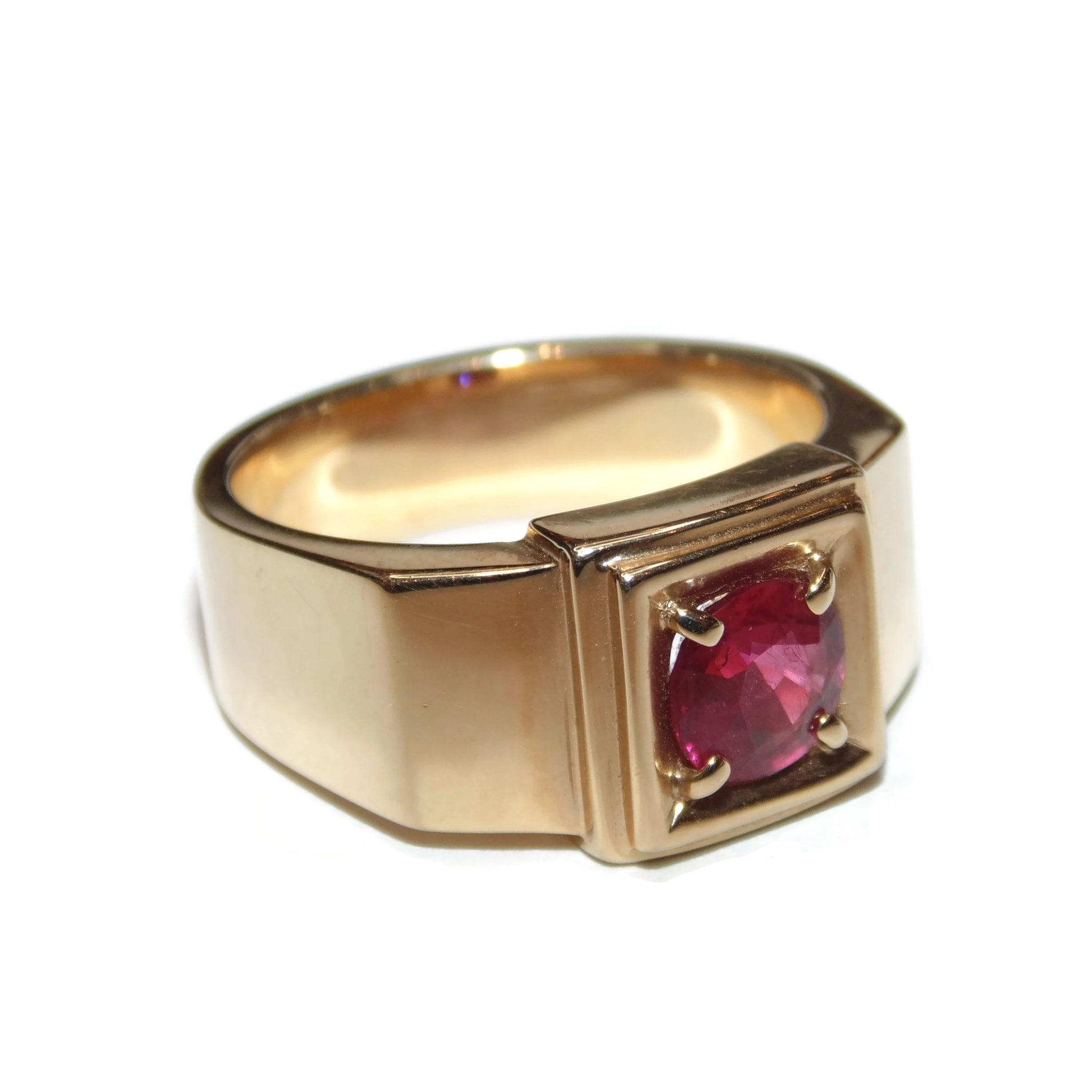 Men Gold Ring Ruby Inlay Men's 14k Yellow Gold and Ruby Ring – Menashe and Sons Jewelers