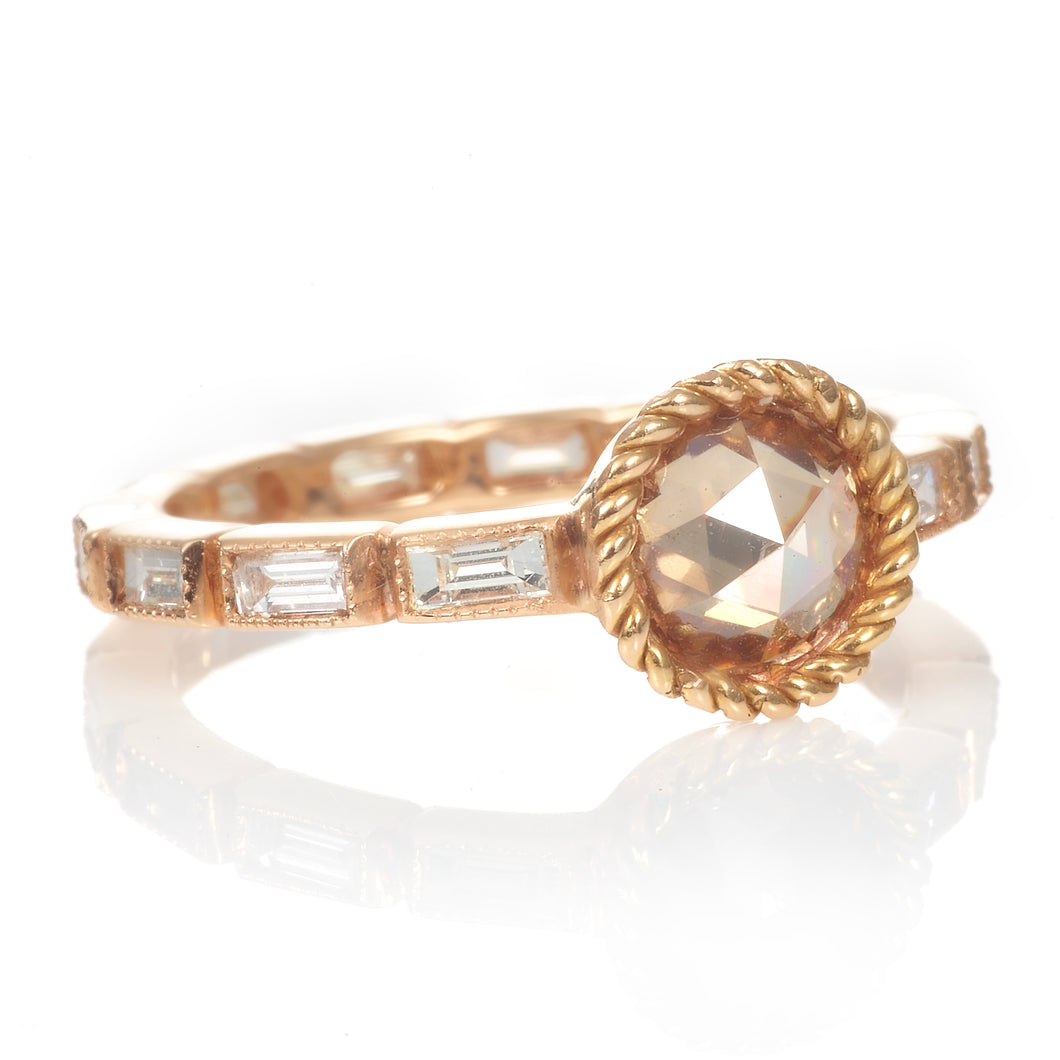 Custom-Made Champagne Diamond Eternity Ring in 18k Rose Gold