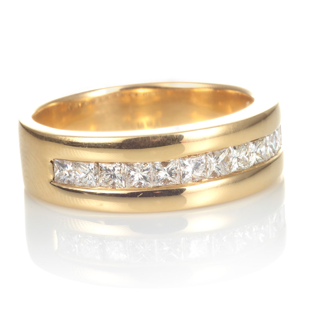 14k Yellow Gold Men's Ring with Channel Set Diamonds