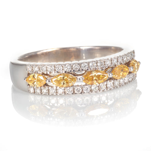 Natural Yellow Marquise Diamonds Band
