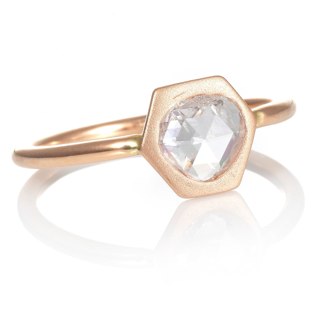 14k Rose Gold Rose Cut Diamond Slice Ring