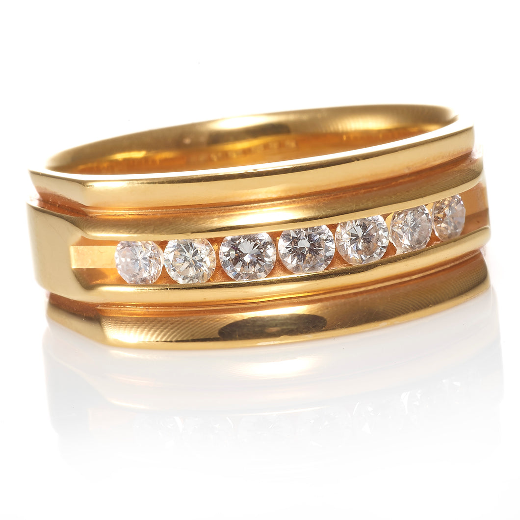 Custom-Made Men's Channel Set Diamond Ring in 14k Yellow Gold