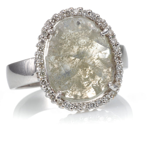 Salt and Pepper Slice Diamond Ring