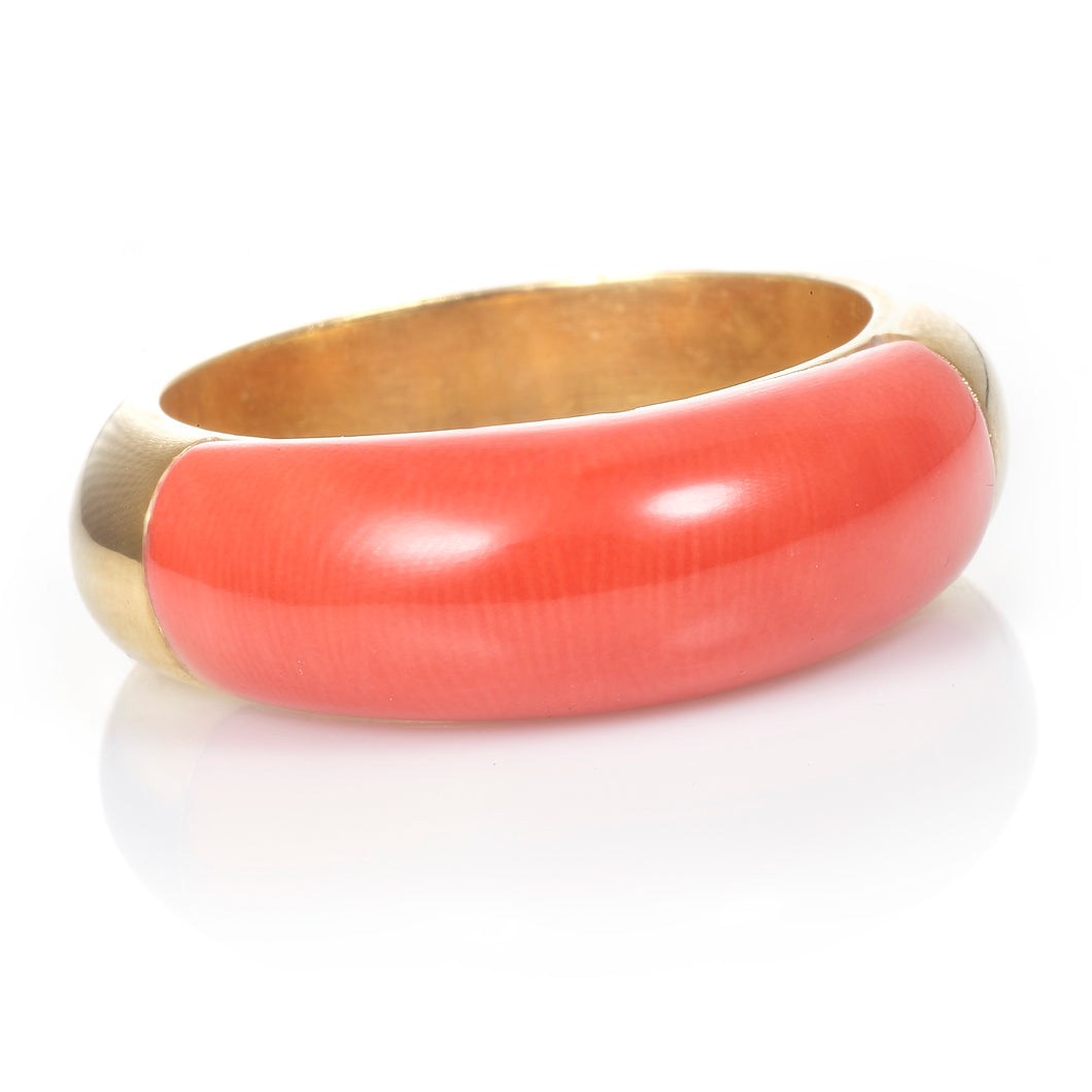 Custom-Made Coral Ring in 18k Yellow Gold