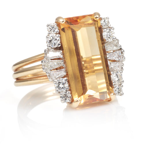 Vintage Precious Topaz and Diamond Accent Ring in 14k Yellow Gold