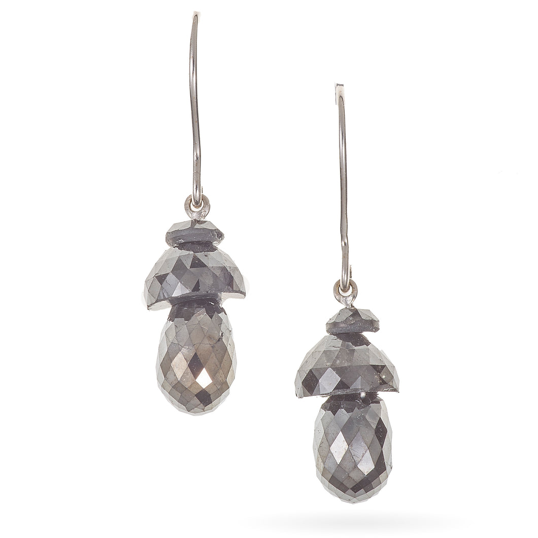 Black Diamond Dangle Earrings in Platinum