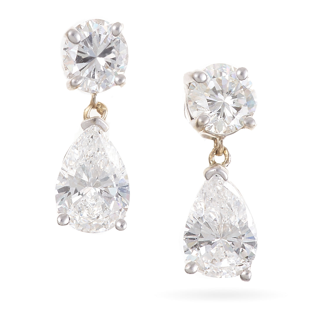 Platinum and Pear Diamond Dangle Earrings