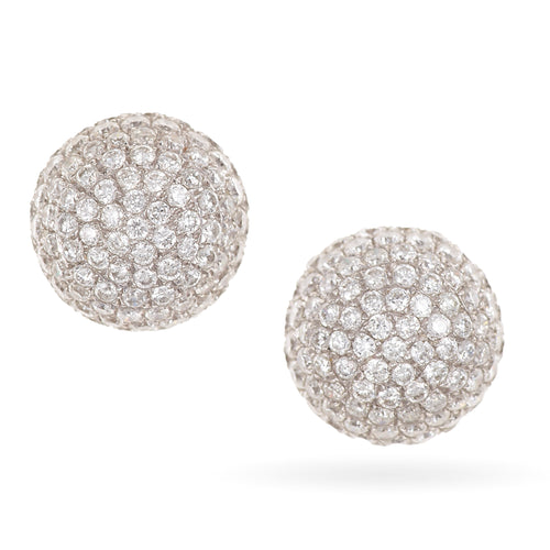 Pave Diamond Stud Earrings in 18k White Gold