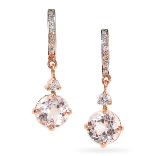 14k Rose Gold Morganite Dangle Earrings