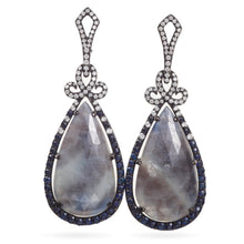 Load image into Gallery viewer, Custom-Made Sapphire and Diamond Dangle Earrings in 14k White Gold
