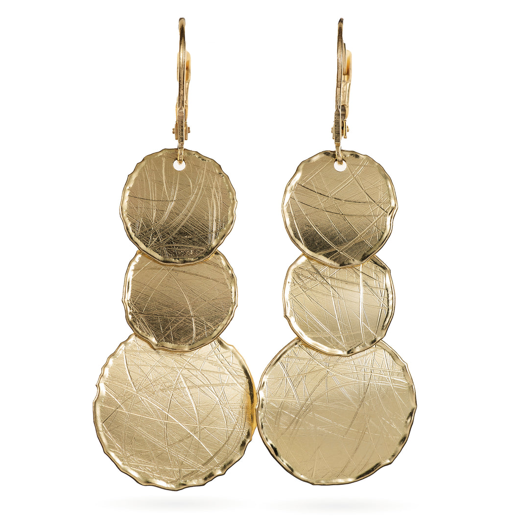 Textured 14k Yellow Gold Dangle Earrings