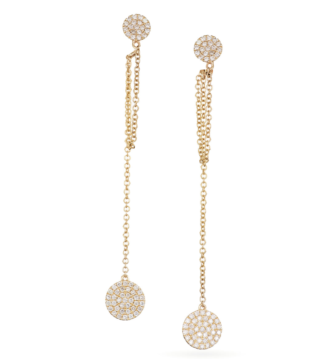 Custom-Made 14k Yellow Gold Diamond Chain Earrings
