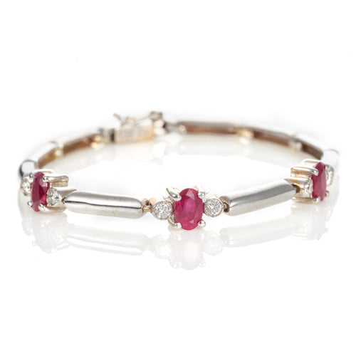 Ruby and Diamond Bracelet in 18k White Gold