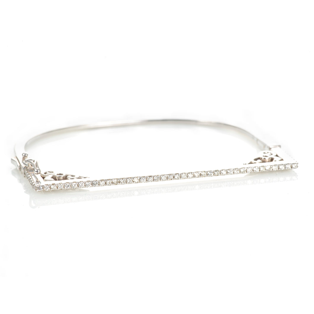 Geometric Diamond Bangle Bracelet in 14k White Gold