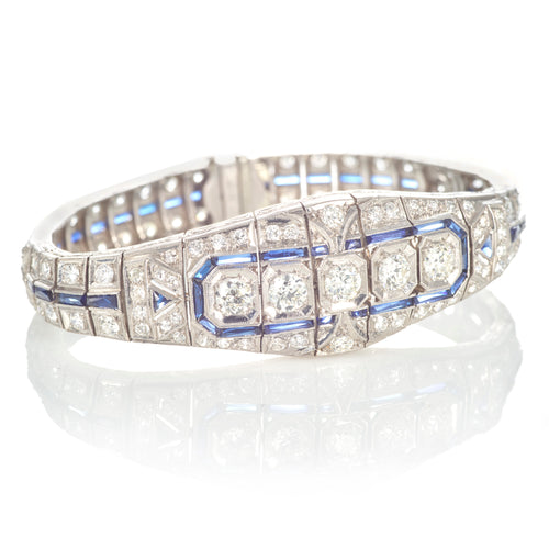 Diamond and Sapphire Art Deco Bracelet in Platinum