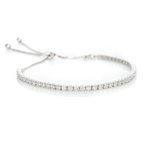 14k White Gold Diamond Bracelet with Toggle Clasp